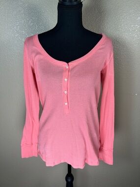Victoria's Secret Coral Pink Long Sleeve Henley Top
